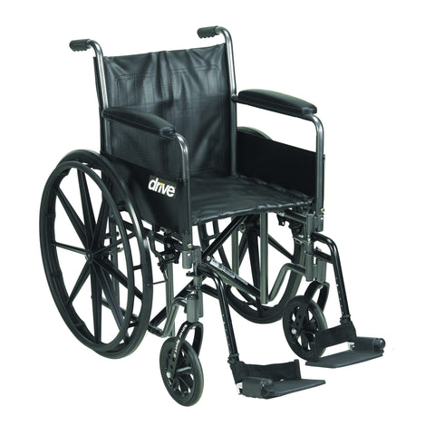 Silver Sport 2 Wheelchair, Detachable Full Arms, Swing away Footrests, 20" Seat
