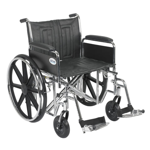 Sentra EC Heavy Duty Wheelchair, Detachable Full Arms, Swing away Footrests, 22" Seat