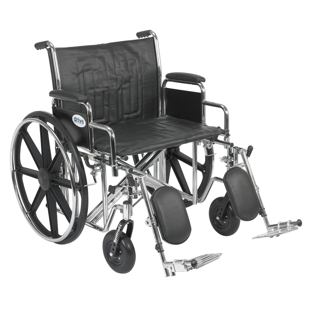 Sentra EC Heavy Duty Wheelchair, Detachable Desk Arms, Elevating Leg Rests, 24"Seat