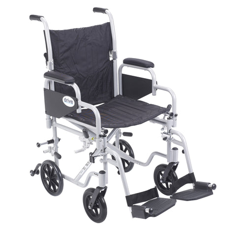Poly Fly Light Weight Transport Chair Wheelchair with Swing away Footrests, 18" Seat